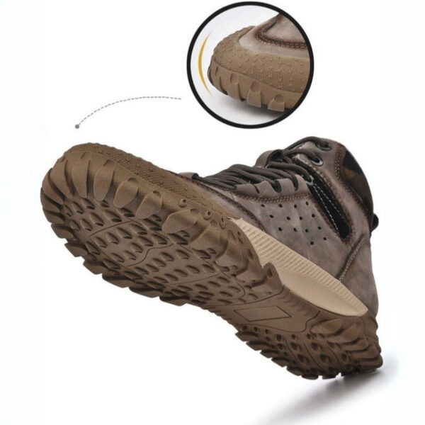 Retro Style Mid-top Leather Hiking Casual Shoe - Brown