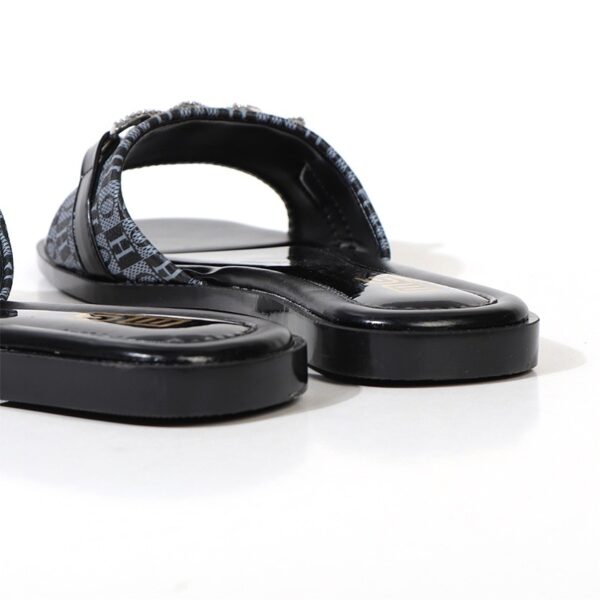 All Match Trendy Rhinestone Flat Slider - Black