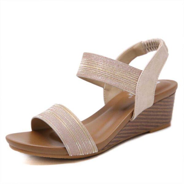 American Trend Ethnic Elastic Wedge Heel - Beige
