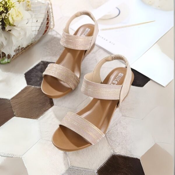 American Trend Ethnic Elastic Wedge Heel - Beige