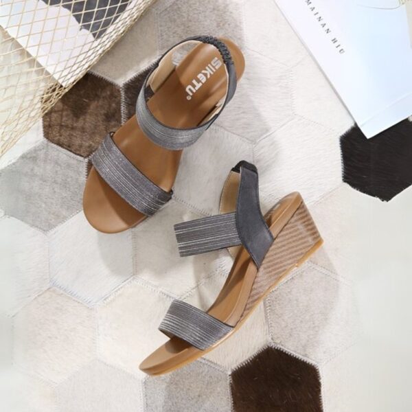 American Trend Ethnic Elastic Wedge Heel - Black
