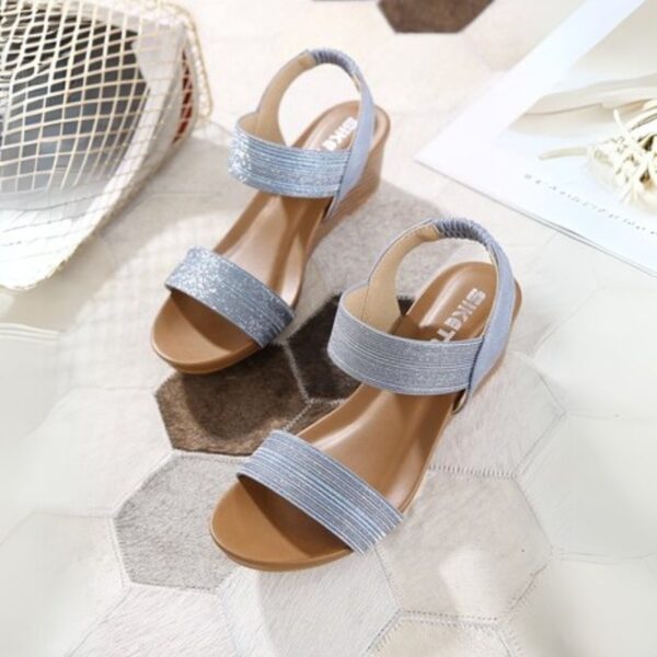 American Trend Ethnic Elastic Wedge Heel - Blue