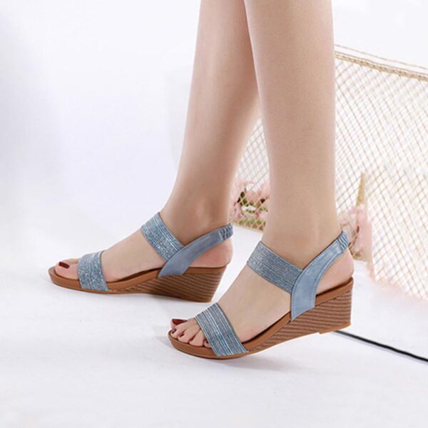 American Trend Ethnic Elastic Wedge Heel - Blue