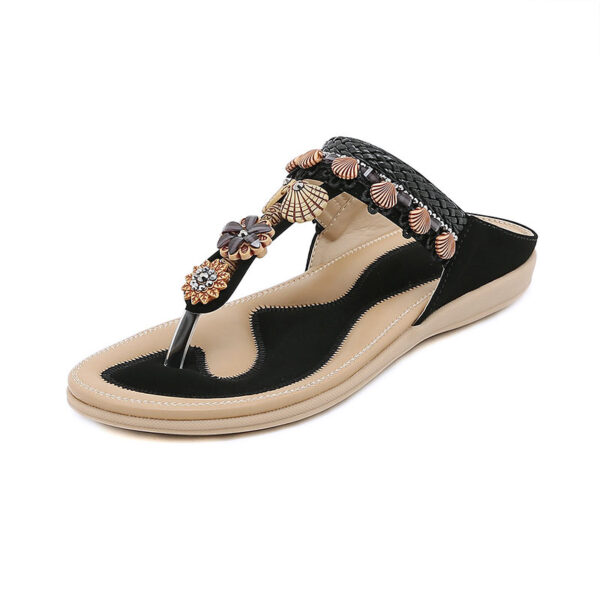 Bohemian Style Soft Flip Flop Sandal - Black
