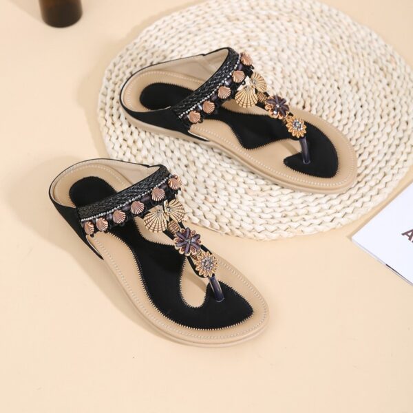 Bohemian Style Soft Flip Flop Sandal - Black