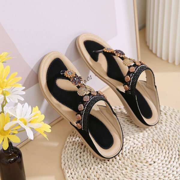 Bohemian Style Soft Flip Flop Sandal - Black