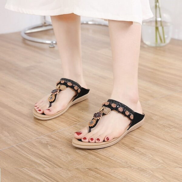 Bohemian Style Soft Flip Flop Sandal - Black