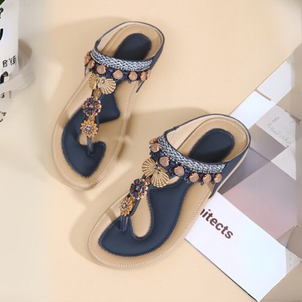 Bohemian Style Soft Flip Flop Sandal - Blue