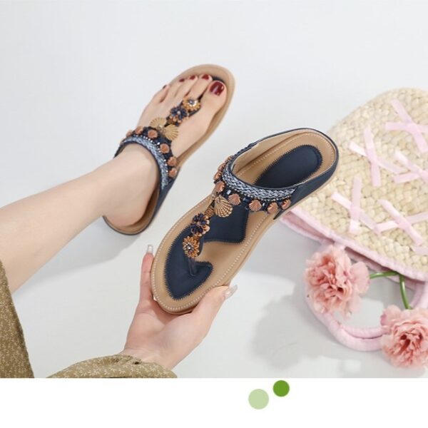 Bohemian Style Soft Flip Flop Sandal - Blue