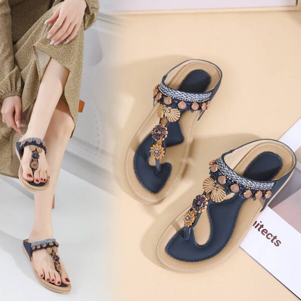 Bohemian Style Soft Flip Flop Sandal - Blue