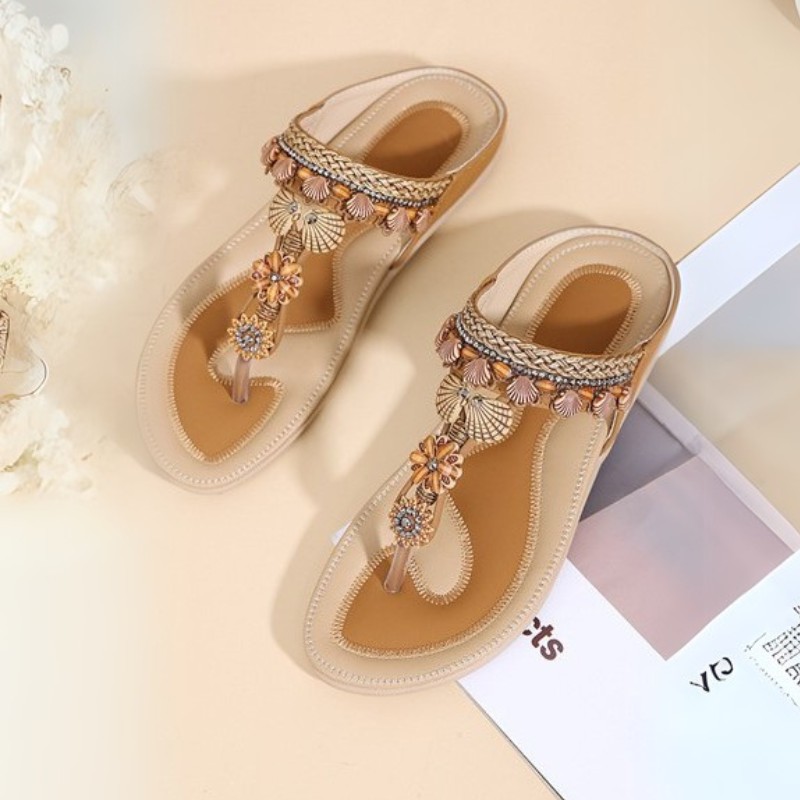 Bohemian Style Soft Flip Flop Sandal - Brown