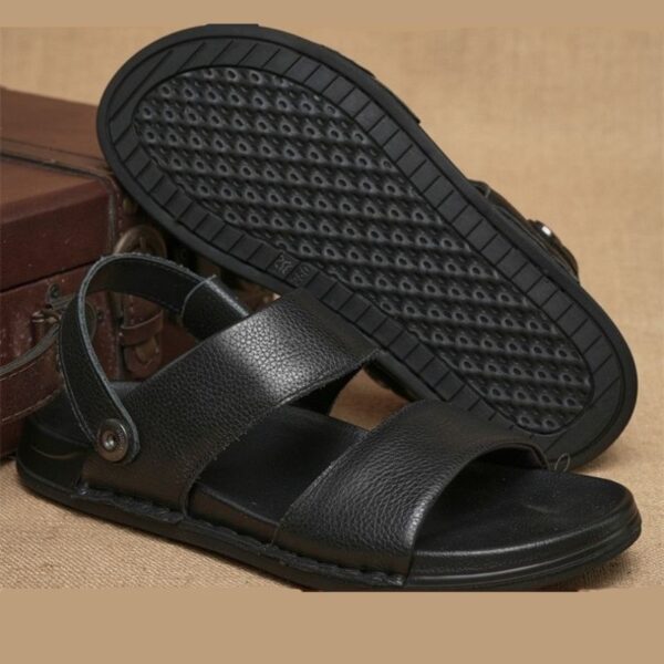 British Style Lightweight Soft Leather Sandal - Black