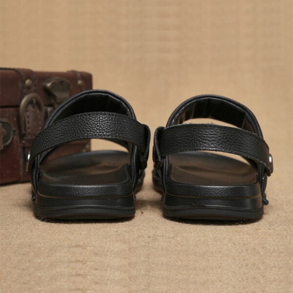 British Style Lightweight Soft Leather Sandal - Black