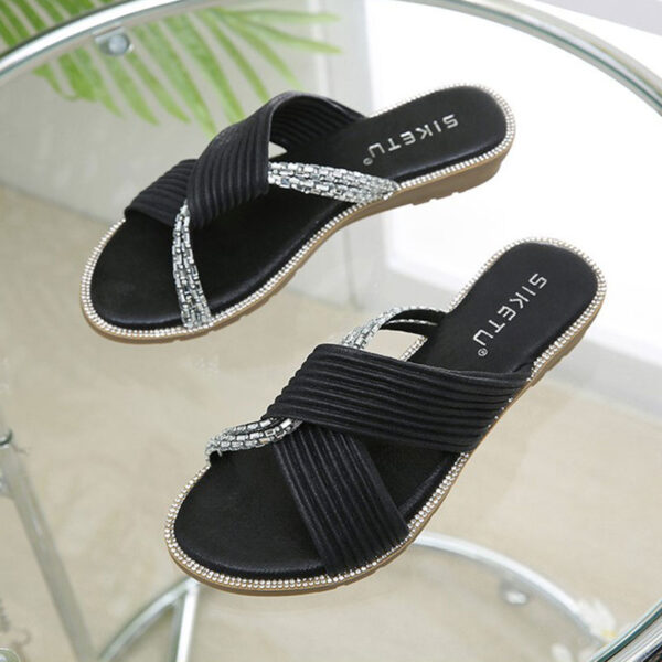 Cross Border Flat Bottom Exclusive Sandal - Black