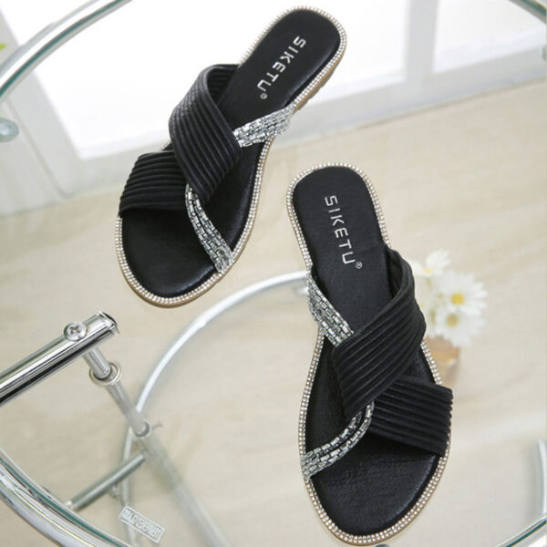 Cross Border Flat Bottom Exclusive Sandal - Black