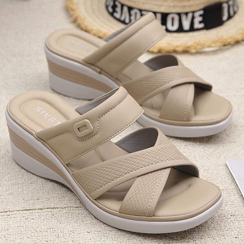 Cross Border Lightweight Wedge Heel - Beige