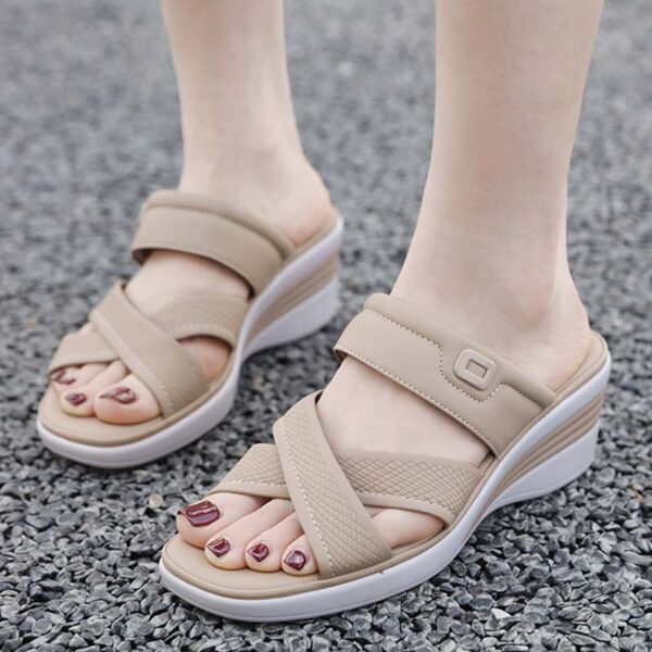 Cross Border Lightweight Wedge Heel - Beige