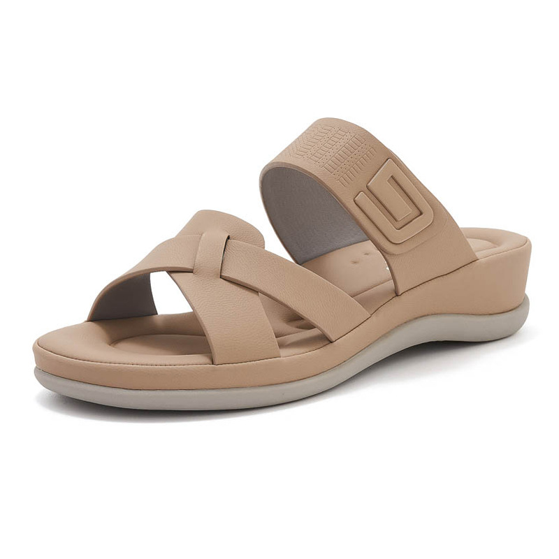 Cross Border Thick-soled Comfortable Sandal - Apricot