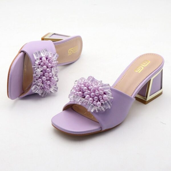 Festive Trend Beaded Jazzy Block Heel - Purple