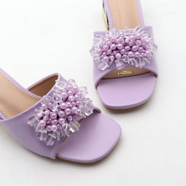 Festive Trend Beaded Jazzy Block Heel - Purple