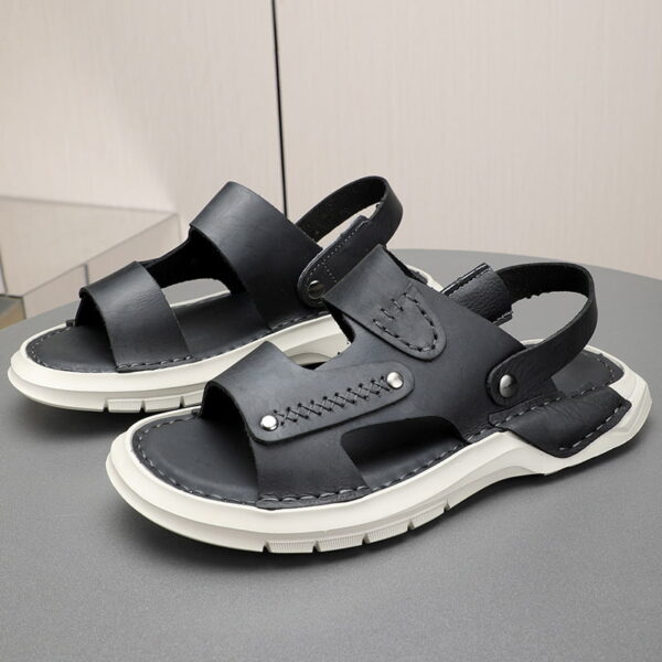 Festive Trend Soft Leather Outdoor Sandal - Black