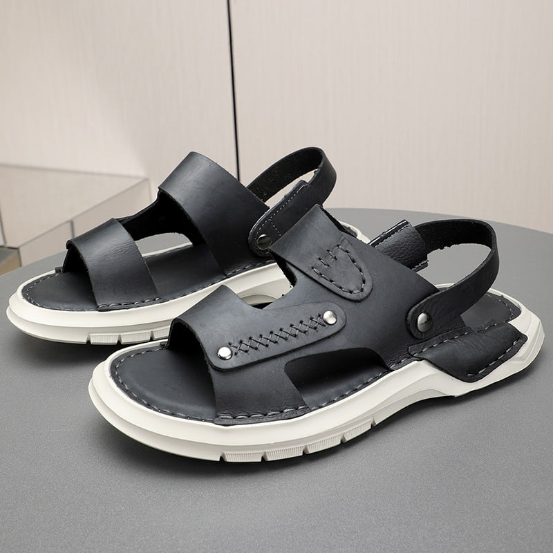 Festive Trend Soft Leather Outdoor Sandal - Black