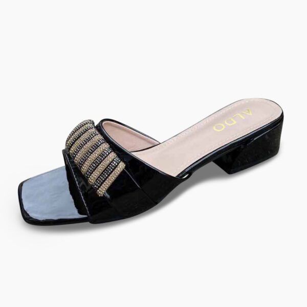 Foreign Trend Non-Slip Blink Mid Heel - Black