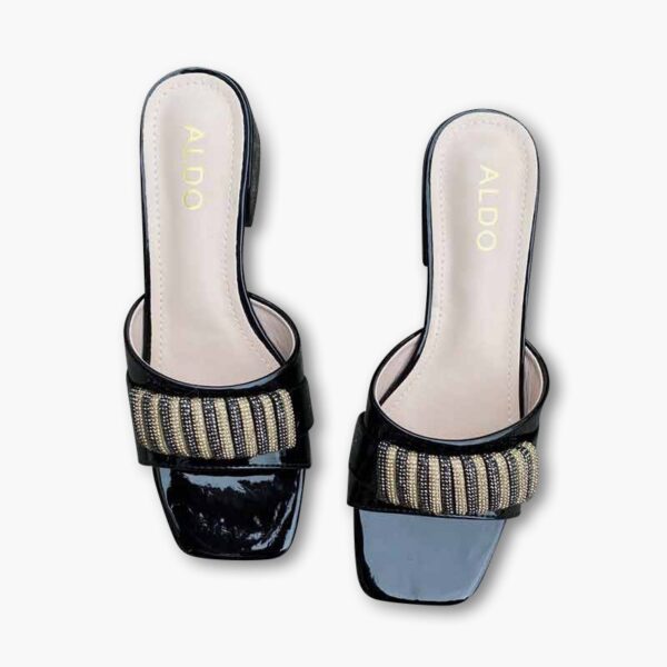 Foreign Trend Non-Slip Blink Mid Heel - Black