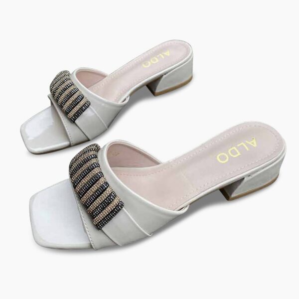 Foreign Trend Non-Slip Blink Mid Heel - White