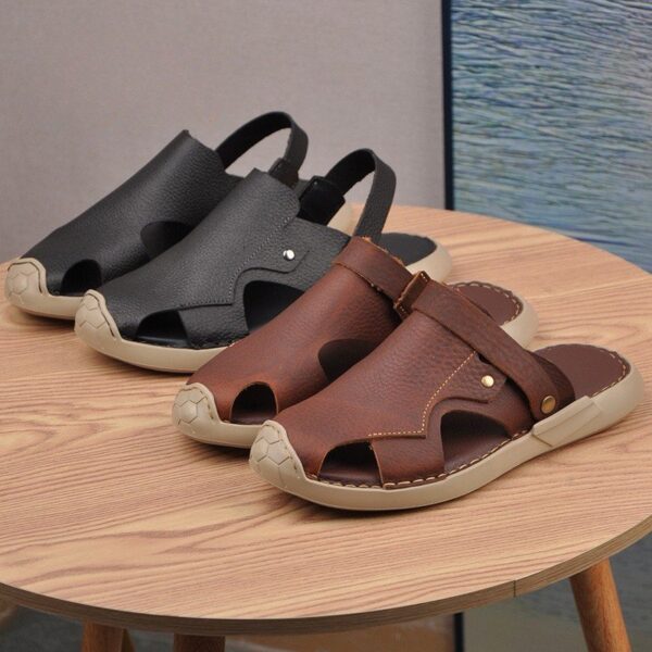 Foreign Trend Soft Lightweight Leather Sandal - Brown