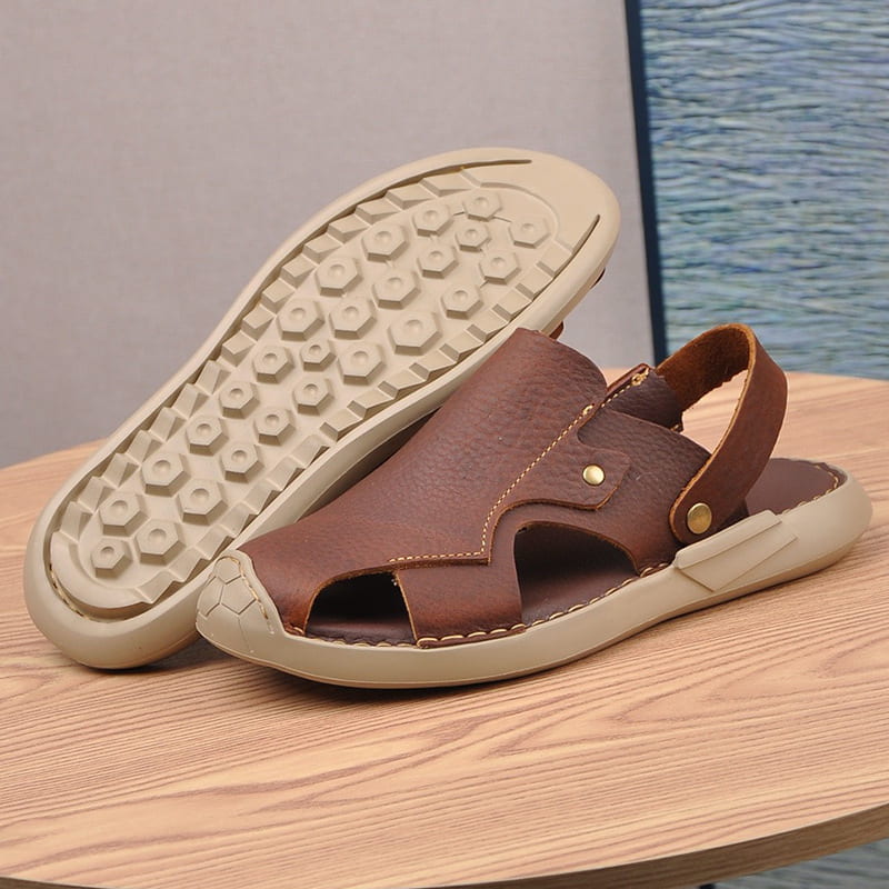 Foreign Trend Soft Lightweight Leather Sandal - Brown