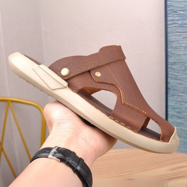 Foreign Trend Soft Lightweight Leather Sandal - Brown