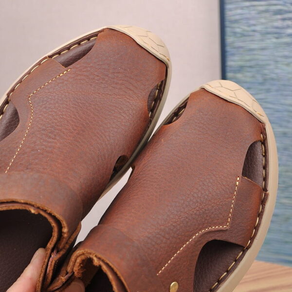 Foreign Trend Soft Lightweight Leather Sandal - Brown
