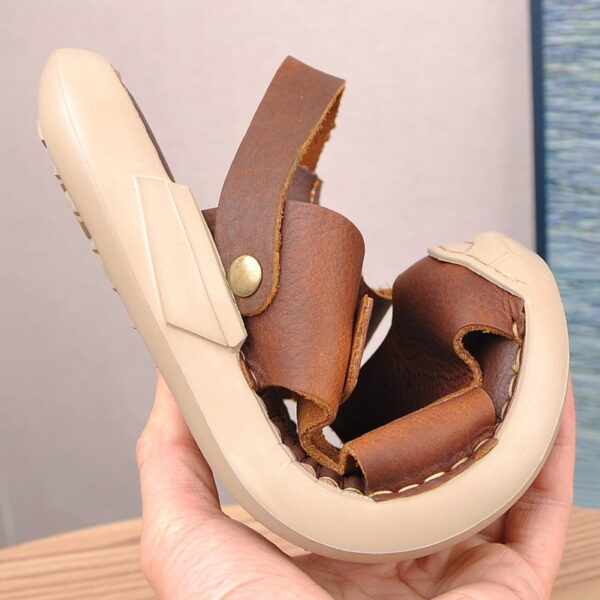 Foreign Trend Soft Lightweight Leather Sandal - Brown