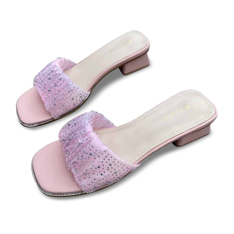 French Trend Mesh Fairy Mid Heel - Pink