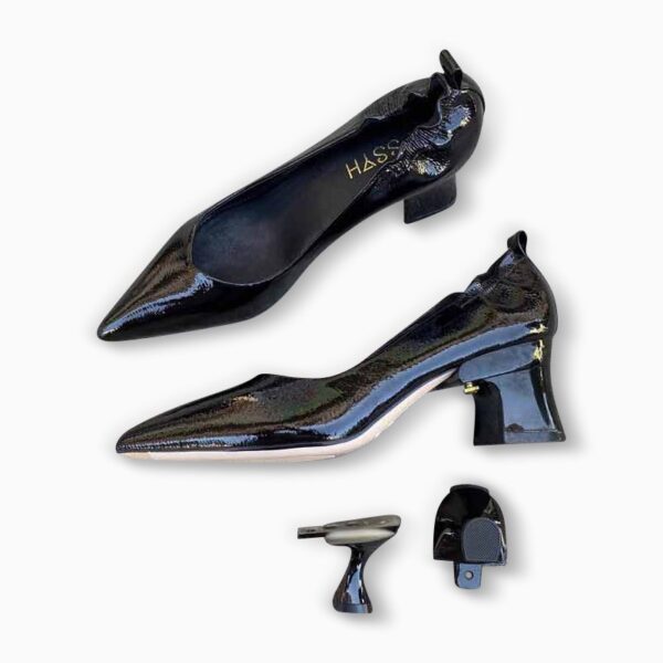 Korean Style Changeable Heel Pump Shoe - Black