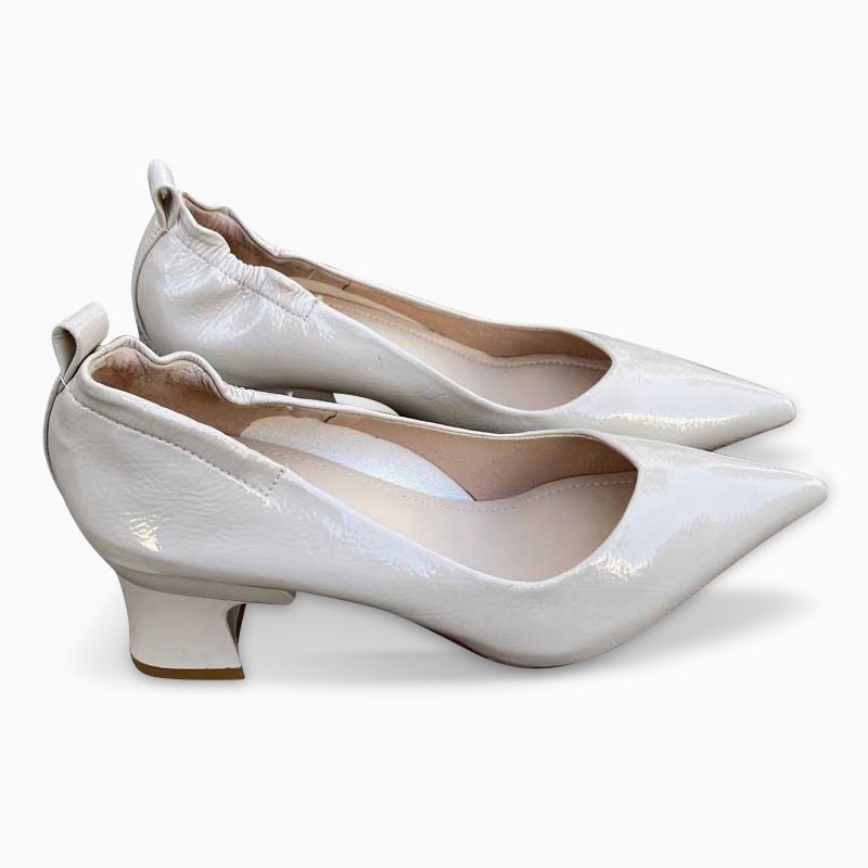 Korean Style Changeable Heel Pump Shoe - White