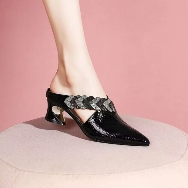 Korean Style Cross Strap High Heel - Black