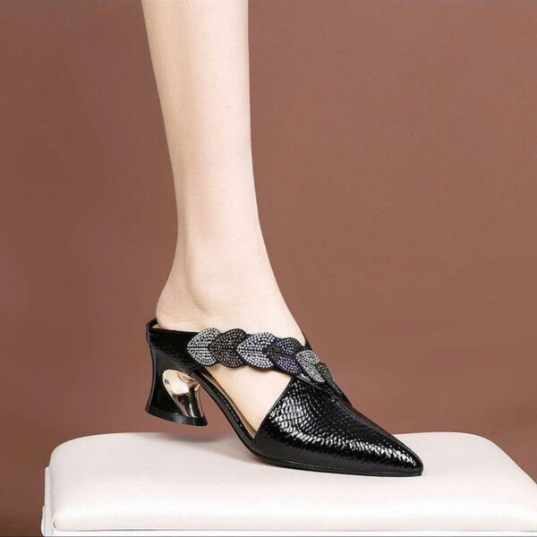 Korean Style Cross Strap High Heel - Black