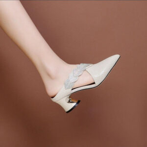 Korean Style Cross Strap High Heel - White