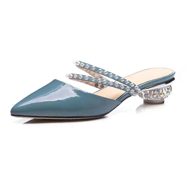 Korean Style Pointed Toe Outdoor Mid Heel - Blue