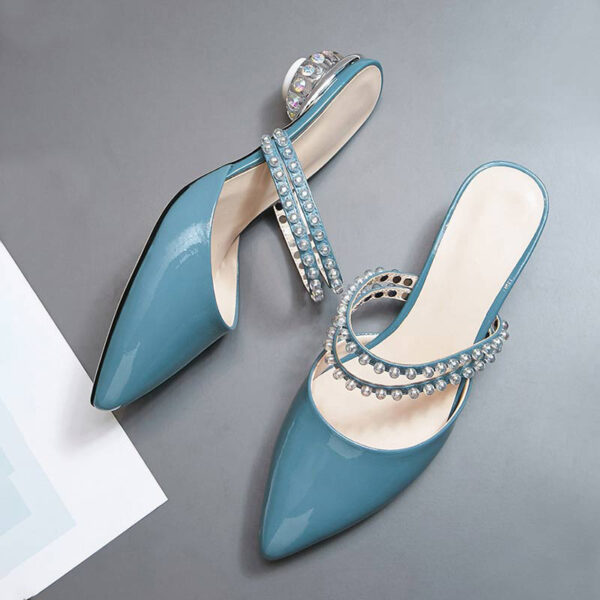 Korean Style Pointed Toe Outdoor Mid Heel - Blue