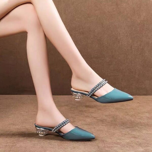 Korean Style Pointed Toe Outdoor Mid Heel - Blue