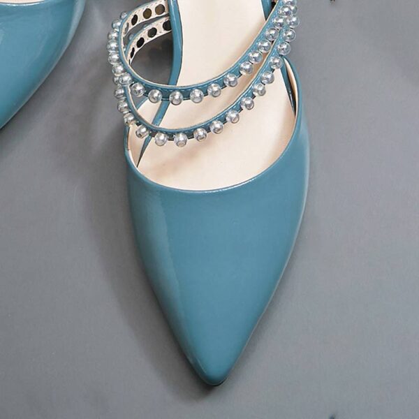 Korean Style Pointed Toe Outdoor Mid Heel - Blue