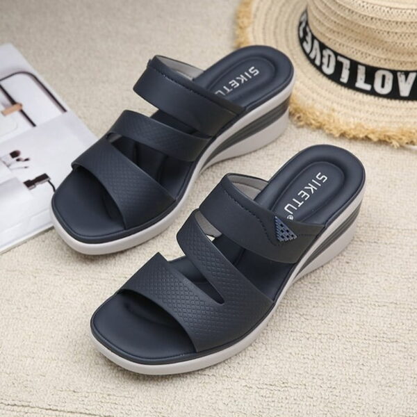 Lightweight Soft Bottom Wedge Heel - Navy Blue