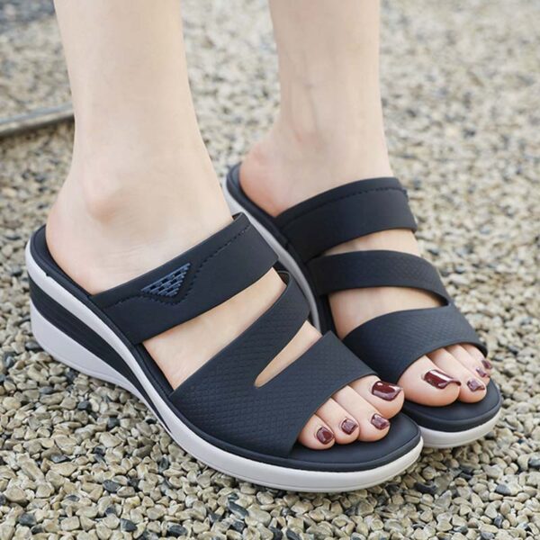 Lightweight Soft Bottom Wedge Heel - Navy Blue