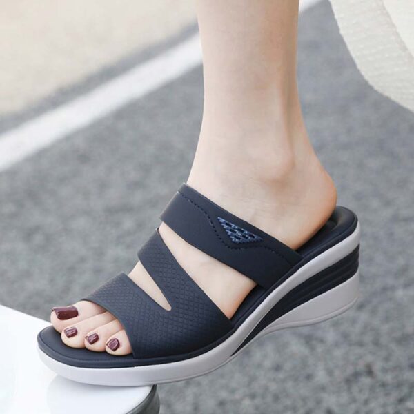 Lightweight Soft Bottom Wedge Heel - Navy Blue