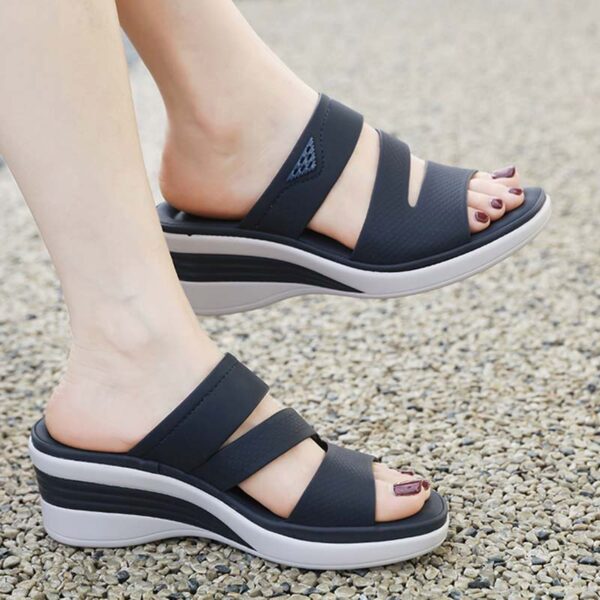 Lightweight Soft Bottom Wedge Heel - Navy Blue