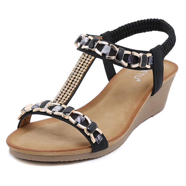 Open Toe Non-slip Wedge Heel - Black