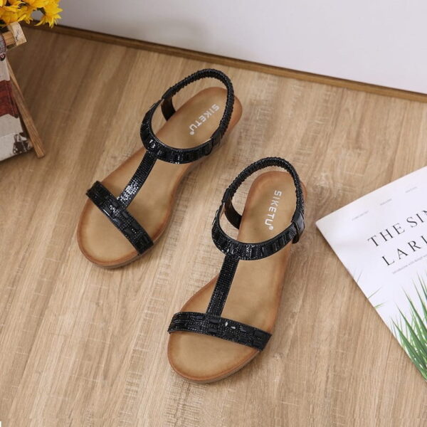 Open Toe Non Slip Wedge Heel - Black